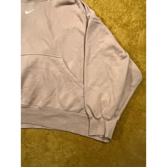 Nike Hoodie Womens Large Tan Pullover Center Swoosh Logo Boxy Crop Fleece XXL - Picture 11 of 11